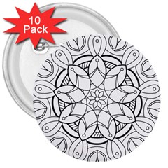 Mandala Drawing Dyes Page 3  Buttons (10 Pack)  by Pakrebo