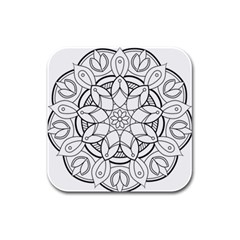 Mandala Drawing Dyes Page Rubber Square Coaster (4 Pack)  by Pakrebo