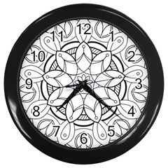 Mandala Drawing Dyes Page Wall Clock (black) by Pakrebo