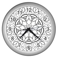 Mandala Drawing Dyes Page Wall Clock (silver) by Pakrebo