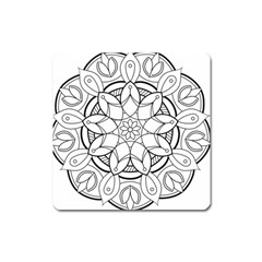 Mandala Drawing Dyes Page Square Magnet by Pakrebo