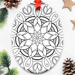 Mandala Drawing Dyes Page Oval Ornament (two Sides) by Pakrebo