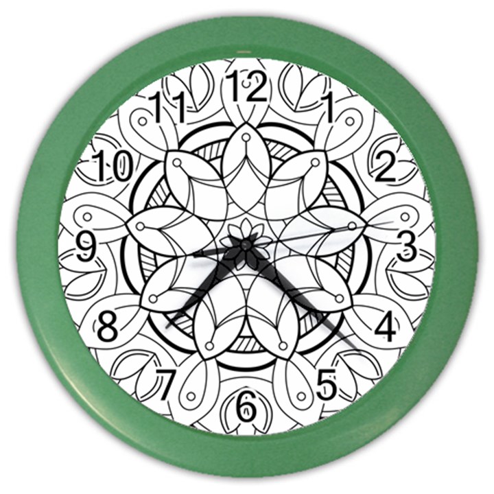 Mandala Drawing Dyes Page Color Wall Clock