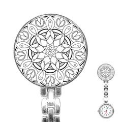 Mandala Drawing Dyes Page Stainless Steel Nurses Watch by Pakrebo