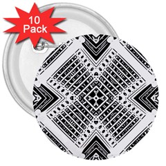 Pattern Tile Repeating Geometric 3  Buttons (10 Pack)  by Pakrebo