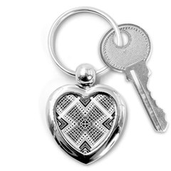 Pattern Tile Repeating Geometric Key Chains (heart)  by Pakrebo