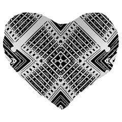 Pattern Tile Repeating Geometric Large 19  Premium Flano Heart Shape Cushions by Pakrebo