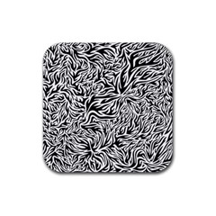 Flames Fire Pattern Digital Art Rubber Coaster (square)  by Pakrebo