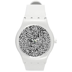 Flames Fire Pattern Digital Art Round Plastic Sport Watch (m) by Pakrebo