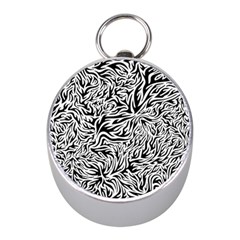 Flames Fire Pattern Digital Art Mini Silver Compasses by Pakrebo