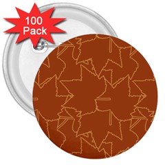 Autumn Leaves Repeat Pattern 3  Buttons (100 Pack)  by Pakrebo