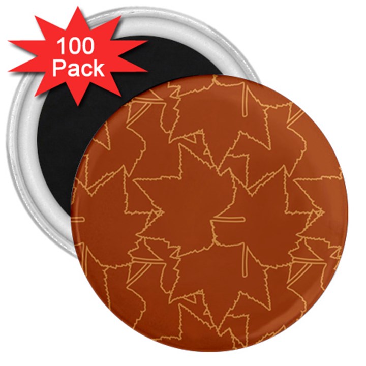 Autumn Leaves Repeat Pattern 3  Magnets (100 pack)