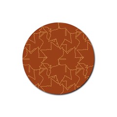 Autumn Leaves Repeat Pattern Rubber Round Coaster (4 Pack)  by Pakrebo