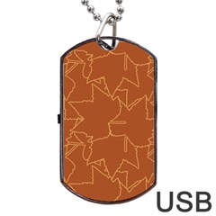 Autumn Leaves Repeat Pattern Dog Tag Usb Flash (two Sides) by Pakrebo