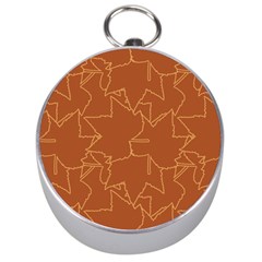 Autumn Leaves Repeat Pattern Silver Compasses by Pakrebo