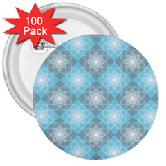 White Light Blue Gray Tile 3  Buttons (100 Pack)  by Pakrebo