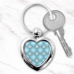 White Light Blue Gray Tile Key Chains (heart)  by Pakrebo