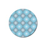 White Light Blue Gray Tile Rubber Round Coaster (4 pack)  Front