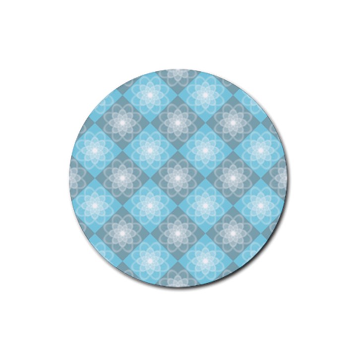 White Light Blue Gray Tile Rubber Round Coaster (4 pack) 