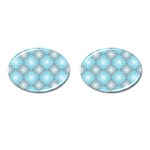 White Light Blue Gray Tile Cufflinks (Oval) Front(Pair)