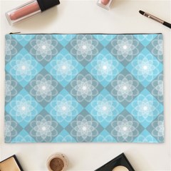 White Light Blue Gray Tile Cosmetic Bag (xxl) by Pakrebo