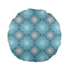 White Light Blue Gray Tile Standard 15  Premium Round Cushions by Pakrebo