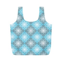 White Light Blue Gray Tile Full Print Recycle Bag (m) by Pakrebo