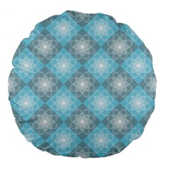 White Light Blue Gray Tile Large 18  Premium Flano Round Cushions by Pakrebo