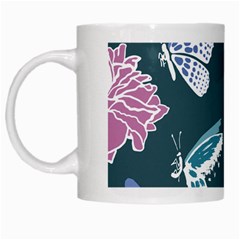 Butterfly Pattern Dead Death Rose White Mugs by Pakrebo