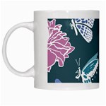 Butterfly Pattern Dead Death Rose White Mugs Left