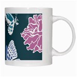 Butterfly Pattern Dead Death Rose White Mugs Right