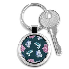 Butterfly Pattern Dead Death Rose Key Chains (round)  by Pakrebo