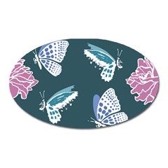 Butterfly Pattern Dead Death Rose Oval Magnet by Pakrebo