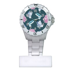 Butterfly Pattern Dead Death Rose Plastic Nurses Watch by Pakrebo