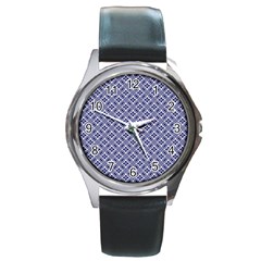 Wreath Differences Indigo Deep Blue Round Metal Watch by Pakrebo