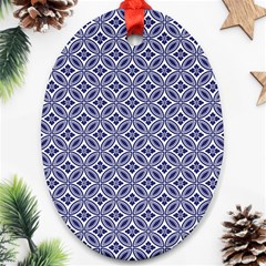 Wreath Differences Indigo Deep Blue Oval Ornament (Two Sides)