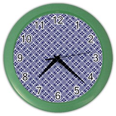 Wreath Differences Indigo Deep Blue Color Wall Clock