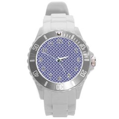 Wreath Differences Indigo Deep Blue Round Plastic Sport Watch (L)