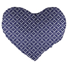 Wreath Differences Indigo Deep Blue Large 19  Premium Heart Shape Cushions