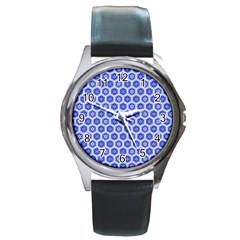 A Hexagonal Pattern Round Metal Watch