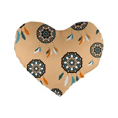 Dreamcatcher Pattern Pen Background Standard 16  Premium Flano Heart Shape Cushions by Pakrebo