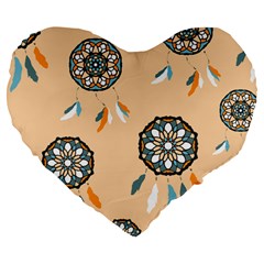 Dreamcatcher Pattern Pen Background Large 19  Premium Flano Heart Shape Cushions by Pakrebo