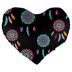 Dreamcatcher Seamless American Large 19  Premium Flano Heart Shape Cushions