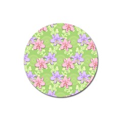 Lily Flowers Green Plant Natural Magnet 3  (round) by Pakrebo