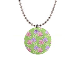 Lily Flowers Green Plant Natural 1  Button Necklace by Pakrebo