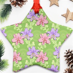 Lily Flowers Green Plant Natural Star Ornament (two Sides) by Pakrebo