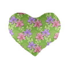 Lily Flowers Green Plant Natural Standard 16  Premium Heart Shape Cushions by Pakrebo