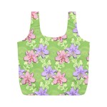 Lily Flowers Green Plant Natural Full Print Recycle Bag (M) Front