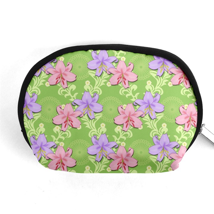 Lily Flowers Green Plant Natural Accessory Pouch (Medium)