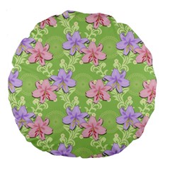 Lily Flowers Green Plant Natural Large 18  Premium Flano Round Cushions by Pakrebo